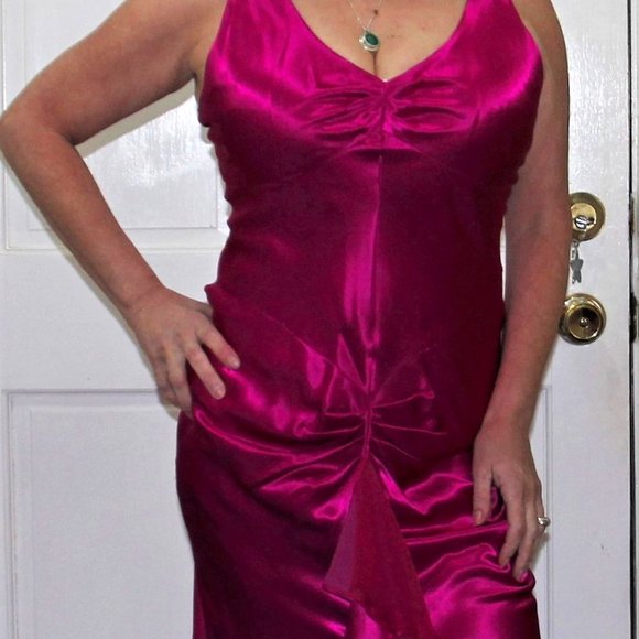 Chica's Dresses & Skirts - Chica's halter fuchsia Satin Dress